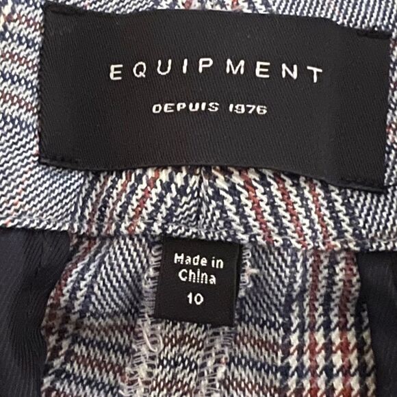 Equipment Women’s Tie Waist Plaid Wool Blend Trousers size 10 ⭐️ - Picture 2 of 5